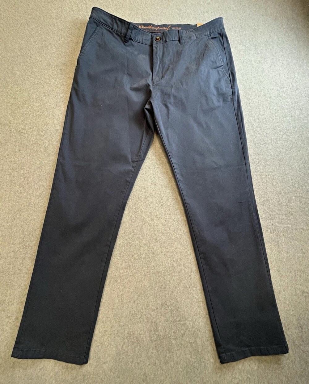 Weatherproof Vintage Men's Blue Chino Pants Slim Straight Stretch Twill 38W